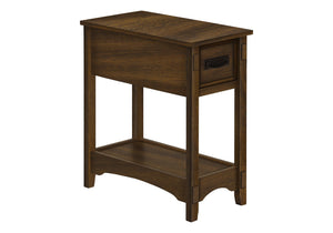 Monarch Specialties Accent Table, End, Side Table, Nightstand, 2 Tier, Narrow, Storage Drawer, Brown Veneer, Transitional Brown Walnut Mdf,Solid Wood,Veneer I 3955