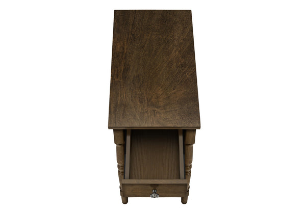 Monarch Specialties Accent Table, 2 Tier, End, Side Table, Nightstand, Bedroom, Narrow, Lamp, Storage Drawer, Brown Veneer, Traditional Espresso Mdf,Solid Wood,Veneer I 3957