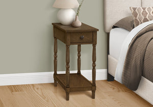 Monarch Specialties Accent Table, 2 Tier, End, Side Table, Nightstand, Bedroom, Narrow, Lamp, Storage Drawer, Brown Veneer, Traditional Espresso Mdf,Solid Wood,Veneer I 3957