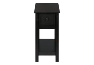 Monarch Specialties Accent Table, 2 Tier, End, Lamp, Nightstand, Side Table, Narrow, Small, Storage Drawer, Bedroom, Black Veneer, Transitional Black Mdf,Solid Wood,Veneer I 3961