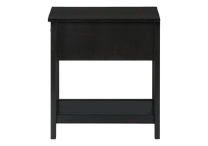 Monarch Specialties Accent Table, 2 Tier, End, Lamp, Nightstand, Side Table, Narrow, Small, Storage Drawer, Bedroom, Black Veneer, Transitional Black Mdf,Solid Wood,Veneer I 3961