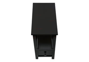 Monarch Specialties Accent Table, 2 Tier, End, Lamp, Nightstand, Side Table, Narrow, Small, Storage Drawer, Bedroom, Black Veneer, Transitional Black Mdf,Solid Wood,Veneer I 3961