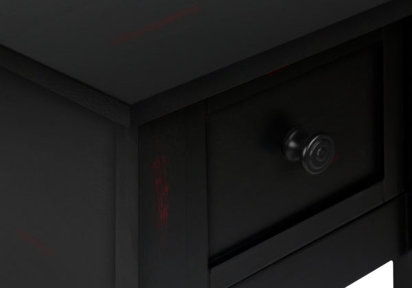 Monarch Specialties Accent Table, 2 Tier, End, Lamp, Nightstand, Side Table, Narrow, Small, Storage Drawer, Bedroom, Black Veneer, Transitional Black Mdf,Solid Wood,Veneer I 3961