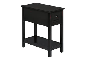 Monarch Specialties Accent Table, 2 Tier, End, Lamp, Nightstand, Side Table, Narrow, Small, Storage Drawer, Bedroom, Black Veneer, Transitional Black Mdf,Solid Wood,Veneer I 3961