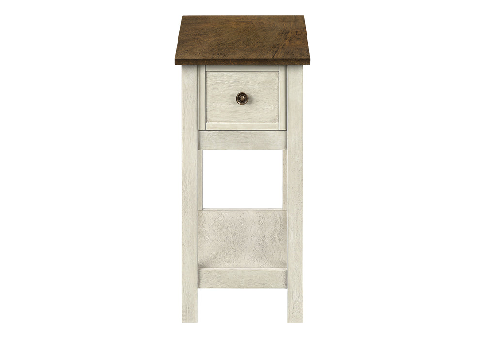 Monarch Specialties Accent Table, End, Side Table, 2 Tier, Narrow, Bedroom, Lamp, Storage Drawer, Antique White Veneer, Brown Veneer, Transitional White,Espresso, Espresso Mdf,Solid Wood,Veneer I 3962