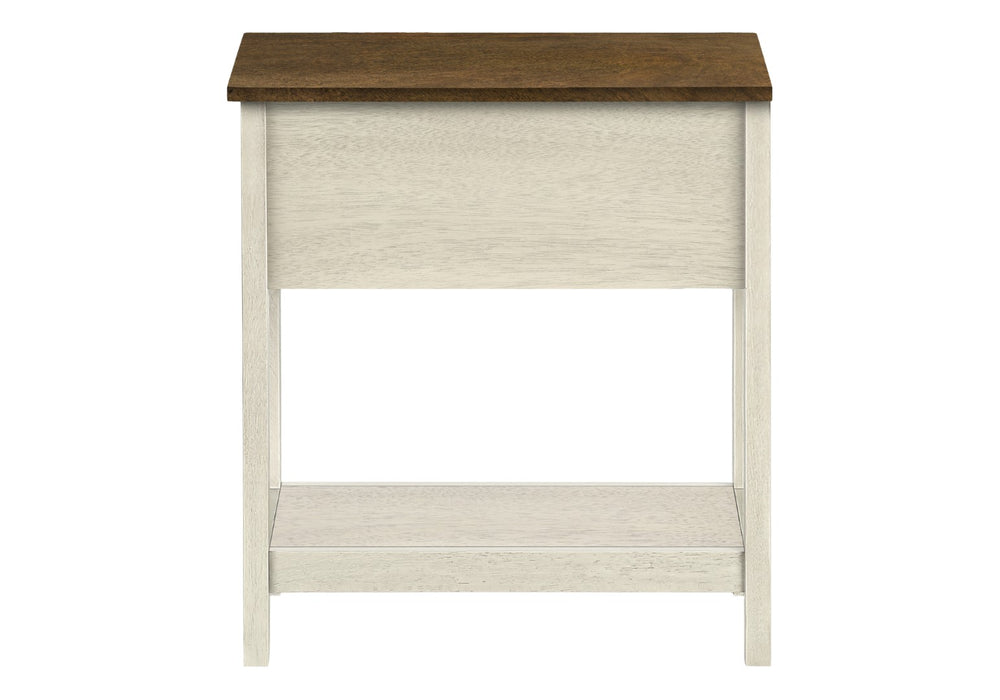 Monarch Specialties Accent Table, End, Side Table, 2 Tier, Narrow, Bedroom, Lamp, Storage Drawer, Antique White Veneer, Brown Veneer, Transitional White,Espresso, Espresso Mdf,Solid Wood,Veneer I 3962