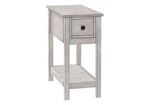 Monarch Specialties Accent Table, End, Side Table, 2 Tier, Narrow, Bedroom, Lamp, Storage Drawer, Grey Veneer, Transitional Washed Grey Mdf,Solid Wood,Veneer I 3963