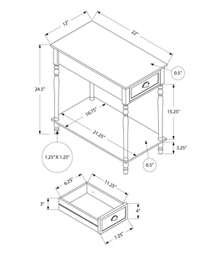 Monarch Specialties Accent Table, 2 Tier, Side Table, End, Narrow, Nightstand, Bedroom, Lamp, Storage Drawer, Green Veneer, Traditional Green Mdf,Solid Wood,Veneer I 3968