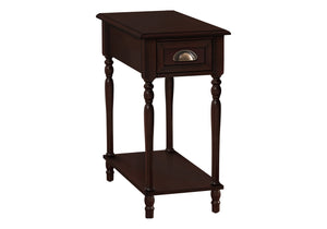 Monarch Specialties Accent Table, 2 Tier, Side Table, End, Narrow, Nightstand, Bedroom, Lamp, Storage Drawer, Brown Veneer, Traditional Cherry Mdf,Solid Wood,Veneer I 3969