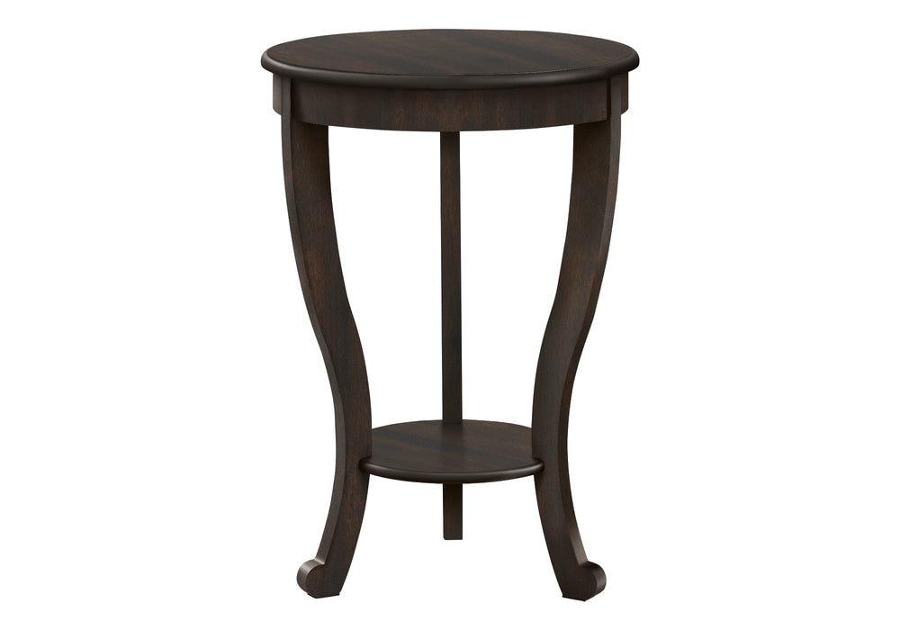 Monarch Specialties Accent Table, 2 Tier, Bedroom, End, Lamp, Nightstand, Round, Side Table, Brown Veneer, Traditional Walnut Mdf,Solid Wood I 3974