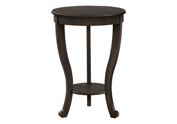 Monarch Specialties Accent Table, 2 Tier, Bedroom, End, Lamp, Nightstand, Round, Side Table, Brown Veneer, Traditional Walnut Mdf,Solid Wood I 3974