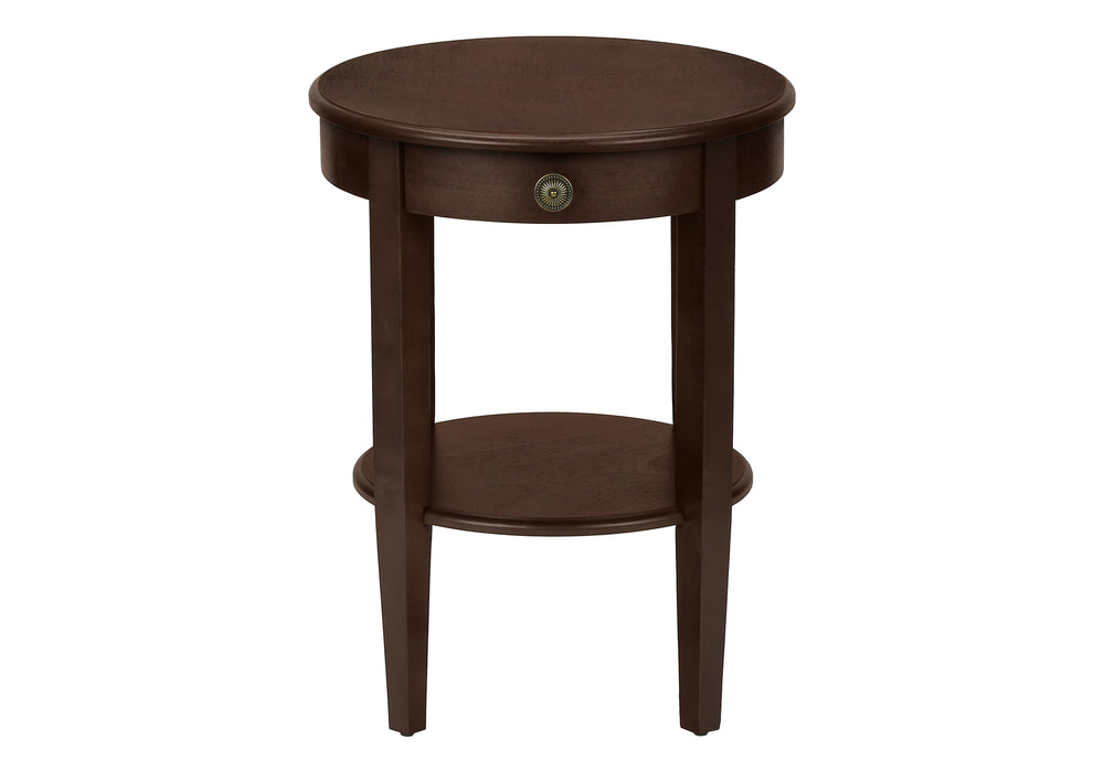 Monarch Specialties Accent Table, 2 Tier, End, Side Table, Round, Nightstand, Bedroom, Lamp, Brown Veneer, Transitional Espresso Mdf,Solid Wood,Veneer I 3975