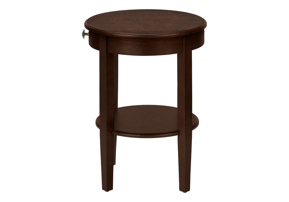 Monarch Specialties Accent Table, 2 Tier, End, Side Table, Round, Nightstand, Bedroom, Lamp, Brown Veneer, Transitional Espresso Mdf,Solid Wood,Veneer I 3975