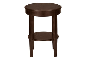 Monarch Specialties Accent Table, 2 Tier, End, Side Table, Round, Nightstand, Bedroom, Lamp, Brown Veneer, Transitional Espresso Mdf,Solid Wood,Veneer I 3975