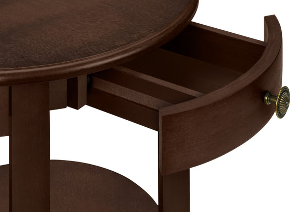 Monarch Specialties Accent Table, 2 Tier, End, Side Table, Round, Nightstand, Bedroom, Lamp, Brown Veneer, Transitional Espresso Mdf,Solid Wood,Veneer I 3975