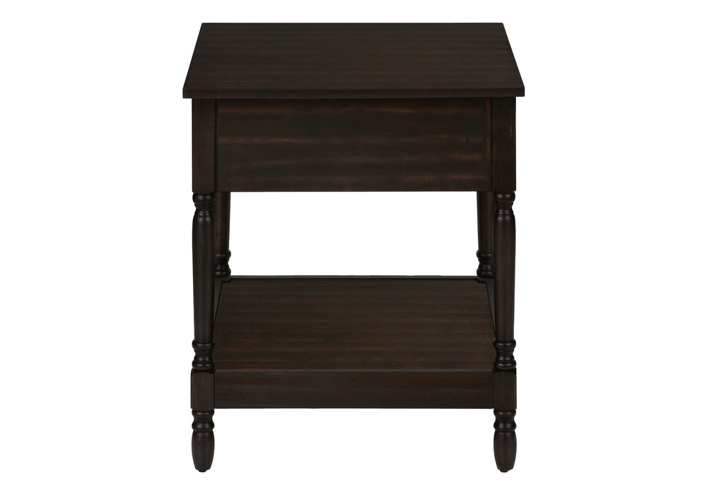 Monarch Specialties Accent Table, 2 Tier, End, Side Table, Square, Nightstand, Bedroom, Lamp, Brown Veneer, Traditional Walnut Mdf,Solid Wood I 3976