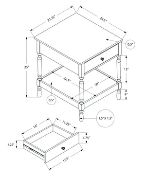Monarch Specialties Accent Table, 2 Tier, End, Side Table, Square, Nightstand, Bedroom, Lamp, Brown Veneer, Traditional Walnut Mdf,Solid Wood I 3976