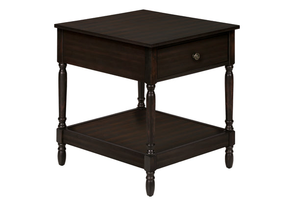 Monarch Specialties Accent Table, 2 Tier, End, Side Table, Square, Nightstand, Bedroom, Lamp, Brown Veneer, Traditional Walnut Mdf,Solid Wood I 3976