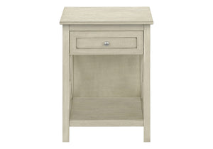 Monarch Specialties Accent Table, End, Side Table, 2 Tier, Bedroom, Nightstand, Lamp, Storage Drawer, Antique White Veneer, Transitional White Mdf,Solid Wood,Veneer I 3984