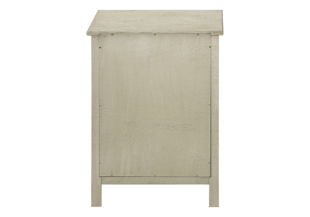 Monarch Specialties Accent Table, End, Side Table, 2 Tier, Bedroom, Nightstand, Lamp, Storage Drawer, Antique White Veneer, Transitional White Mdf,Solid Wood,Veneer I 3984