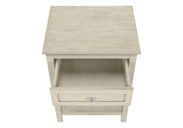 Monarch Specialties Accent Table, End, Side Table, 2 Tier, Bedroom, Nightstand, Lamp, Storage Drawer, Antique White Veneer, Transitional White Mdf,Solid Wood,Veneer I 3984