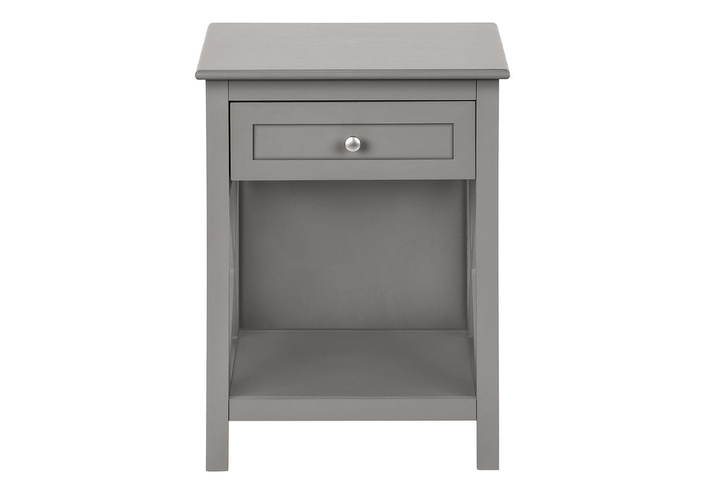 Monarch Specialties Accent Table, End, Side Table, 2 Tier, Bedroom, Nightstand, Lamp, Storage Drawer, Antique Grey Veneer, Transitional Dark Grey Mdf,Solid Wood,Veneer I 3985