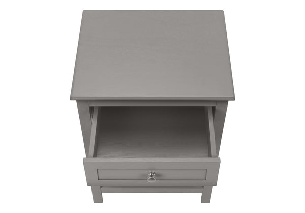Monarch Specialties Accent Table, End, Side Table, 2 Tier, Bedroom, Nightstand, Lamp, Storage Drawer, Antique Grey Veneer, Transitional Dark Grey Mdf,Solid Wood,Veneer I 3985