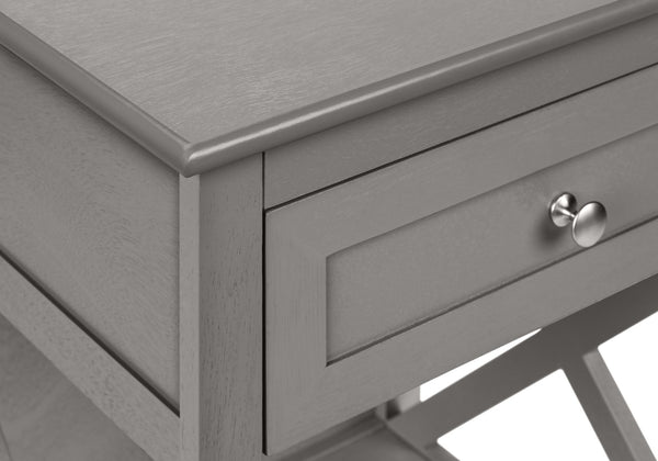 Monarch Specialties Accent Table, End, Side Table, 2 Tier, Bedroom, Nightstand, Lamp, Storage Drawer, Antique Grey Veneer, Transitional Dark Grey Mdf,Solid Wood,Veneer I 3985