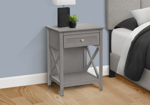 Monarch Specialties Accent Table, End, Side Table, 2 Tier, Bedroom, Nightstand, Lamp, Storage Drawer, Antique Grey Veneer, Transitional Dark Grey Mdf,Solid Wood,Veneer I 3985