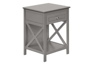 Monarch Specialties Accent Table, End, Side Table, 2 Tier, Bedroom, Nightstand, Lamp, Storage Drawer, Antique Grey Veneer, Transitional Dark Grey Mdf,Solid Wood,Veneer I 3985