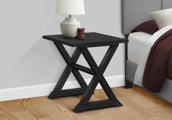 Monarch Specialties Accent Table, End, Side Table, Square, Nightstand, Bedroom, Lamp, Black Veneer, Transitional Black Mdf,Solid Wood,Veneer I 3987
