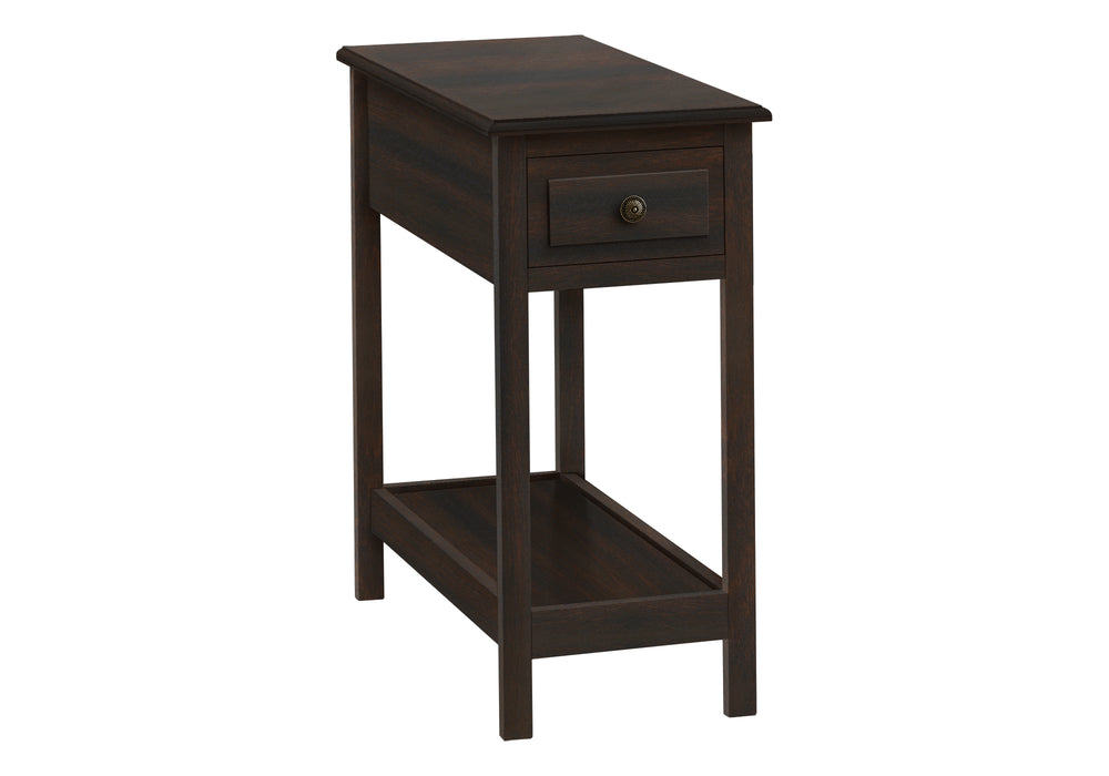Monarch Specialties Accent Table, 2 Tier, End, Side Table, Narrow, Nightstand, Bedroom, Storage Drawer, Lamp, Brown Veneer, Transitional Walnut Mdf I 3990