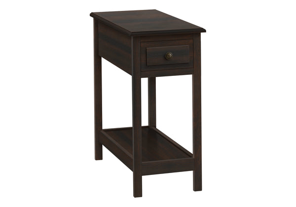 Monarch Specialties Accent Table, 2 Tier, End, Side Table, Narrow, Nightstand, Bedroom, Storage Drawer, Lamp, Brown Veneer, Transitional Walnut Mdf I 3990