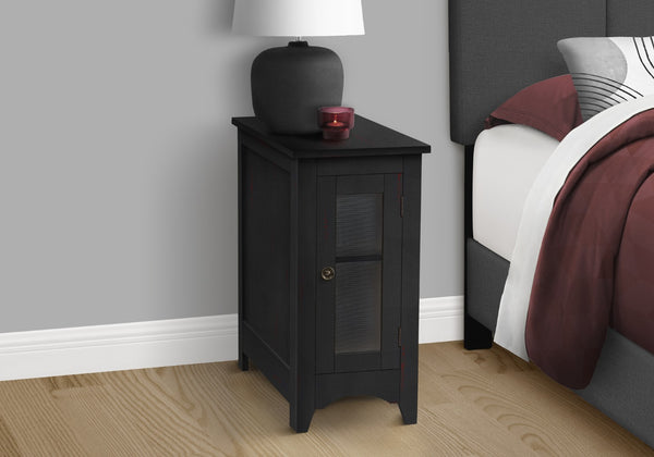 Monarch Specialties Accent Table, End, Side Table, Narrow, Nightstand, Bedroom, Lamp, Storage, Black Veneer, Transitional Black Mdf,Metal,Solid Wood,Veneer I 3995