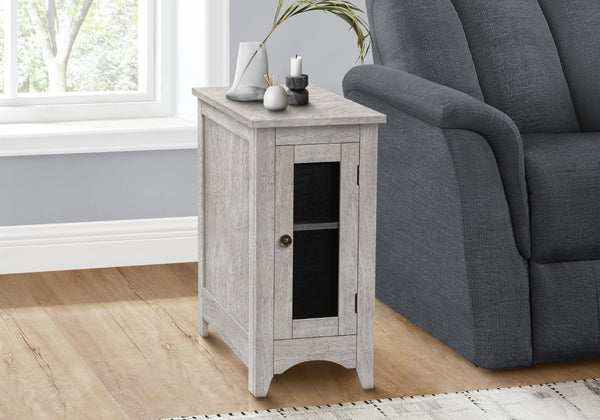 Monarch Specialties Accent Table, End, Side Table, Narrow, Nightstand, Bedroom, Lamp, Storage, Grey Veneer, Transitional Washed Grey Mdf,Metal,Solid Wood,Veneer I 3996