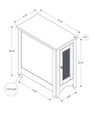 Monarch Specialties Accent Table, End, Side Table, Narrow, Nightstand, Bedroom, Lamp, Storage, Grey Veneer, Transitional Washed Grey Mdf,Metal,Solid Wood,Veneer I 3996