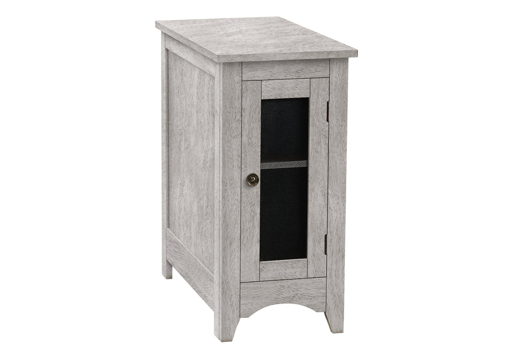 Monarch Specialties Accent Table, End, Side Table, Narrow, Nightstand, Bedroom, Lamp, Storage, Grey Veneer, Transitional Washed Grey Mdf,Metal,Solid Wood,Veneer I 3996