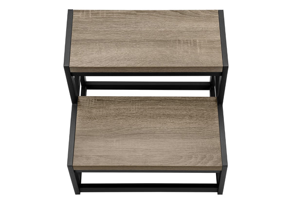 Monarch Specialties Ladder, Step Stool, Bedroom, Kitchen, Black Metal, Dark Taupe Laminate, Contemporary Dark Taupe,Black, Black Mdf,Metal I 4000