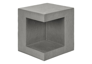 Monarch Specialties Accent Table - Modern 25" Cube Design, Stylish Indoor/Outdoor Side Table With Storage Shelf And Warranty Grey Magnesium Oxide (Mgo)" I 4130