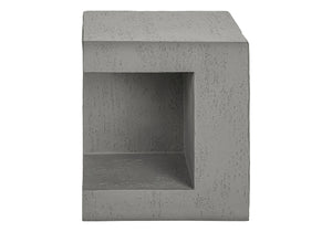 Monarch Specialties Accent Table - Modern 25" Cube Design, Stylish Indoor/Outdoor Side Table With Storage Shelf And Warranty Grey Magnesium Oxide (Mgo)" I 4130