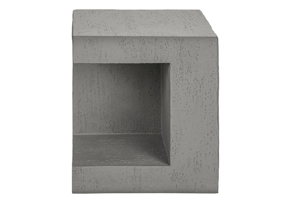 Monarch Specialties Accent Table - Modern 25" Cube Design, Stylish Indoor/Outdoor Side Table With Storage Shelf And Warranty Grey Magnesium Oxide (Mgo)" I 4130