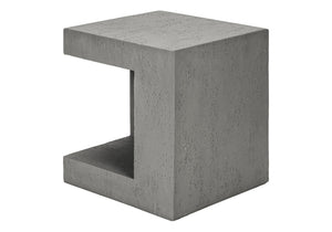Monarch Specialties Accent Table - Modern 25" Cube Design, Stylish Indoor/Outdoor Side Table With Storage Shelf And Warranty Grey Magnesium Oxide (Mgo)" I 4130