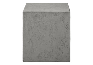 Monarch Specialties Accent Table - Modern 25" Cube Design, Stylish Indoor/Outdoor Side Table With Storage Shelf And Warranty Grey Magnesium Oxide (Mgo)" I 4130