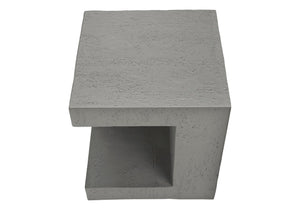 Monarch Specialties Accent Table - Modern 25" Cube Design, Stylish Indoor/Outdoor Side Table With Storage Shelf And Warranty Grey Magnesium Oxide (Mgo)" I 4130