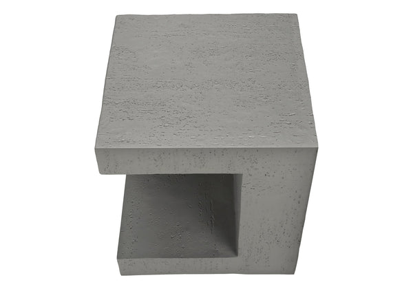 Monarch Specialties Accent Table - Modern 25" Cube Design, Stylish Indoor/Outdoor Side Table With Storage Shelf And Warranty Grey Magnesium Oxide (Mgo)" I 4130