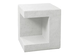 Monarch Specialties Accent Table - Modern 25" Cube Design, Stylish Indoor/Outdoor Side Table With Storage Shelf And Warranty White Magnesium Oxide (Mgo)" I 4131