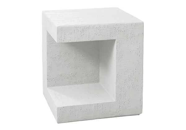 Monarch Specialties Accent Table - Modern 25" Cube Design, Stylish Indoor/Outdoor Side Table With Storage Shelf And Warranty White Magnesium Oxide (Mgo)" I 4131