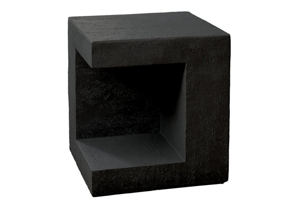 Monarch Specialties Accent Table - Modern 25" Cube Design, Stylish Indoor/Outdoor Side Table With Storage Shelf And Warranty Black Magnesium Oxide (Mgo)" I 4132
