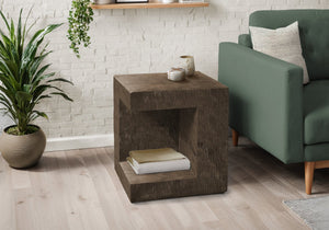 Monarch Specialties Accent Table - Modern 25" Cube Design, Stylish Indoor/Outdoor Side Table With Storage Shelf And Warranty Walnut Magnesium Oxide (Mgo)" I 4133
