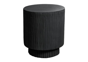 Monarch Specialties Accent Table - 25"H Round Indoor/Outdoor Side Table In Black, Modern Ridged Design For Any Space Black Magnesium Oxide (Mgo)" I 4150